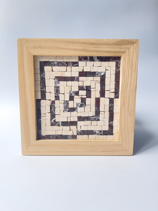Offset - Premium Mosaic Kit - Modern DIY Wall Art -  Rosso Levanto Marble & Beige Marble