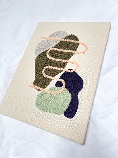 "Pebbles I" - Punch Needle Kit - Abstract Wall Art - 10"x14"