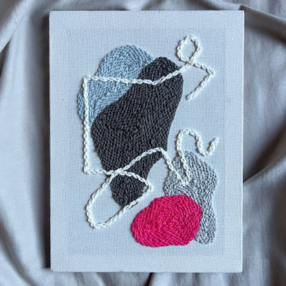 "Pebbles I" - Punch Needle Kit - Abstract Wall Art - 10"x14"