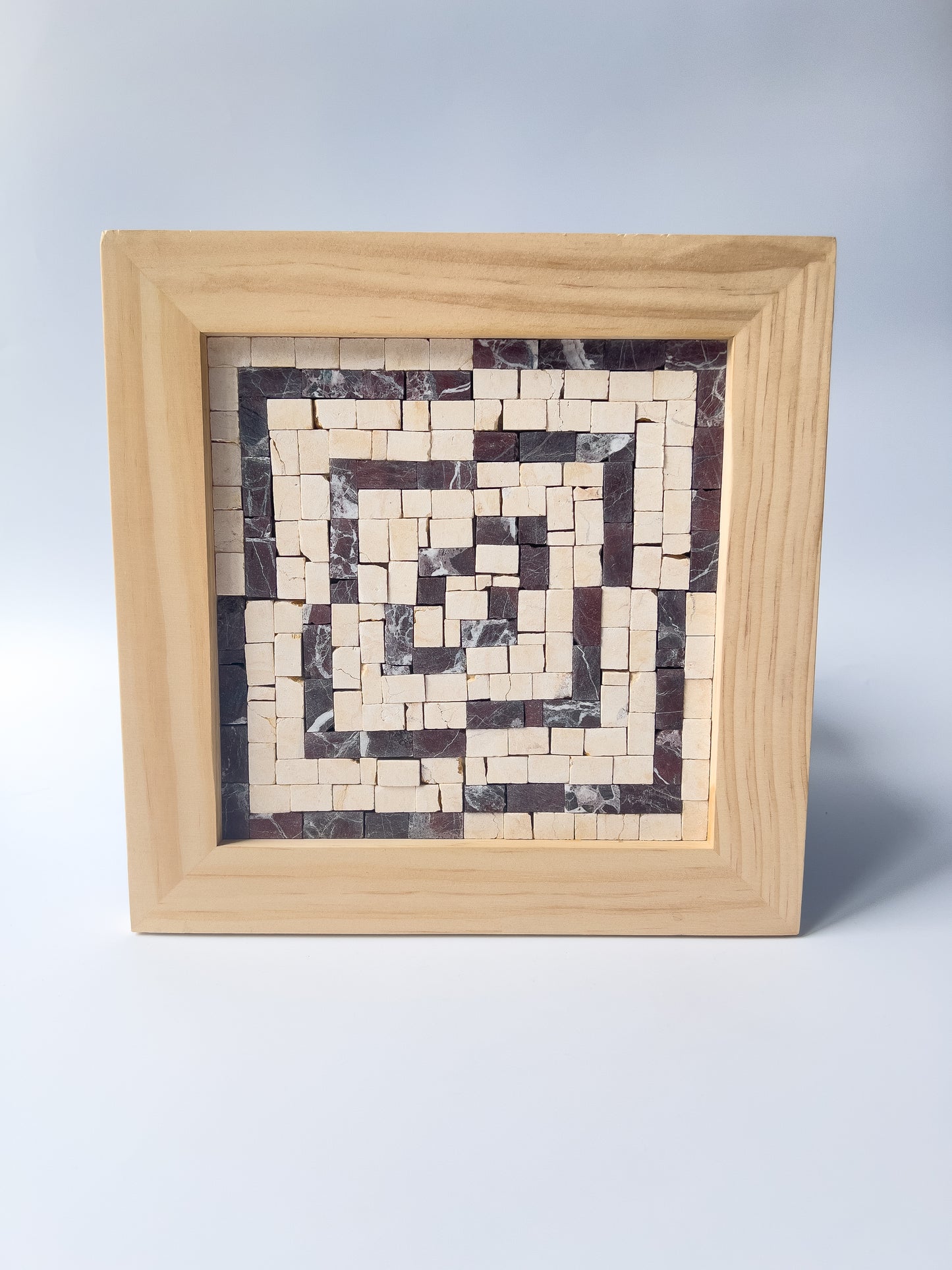 Offset - Premium Mosaic Kit - Modern DIY Wall Art -  Rosso Levanto Marble & Beige Marble